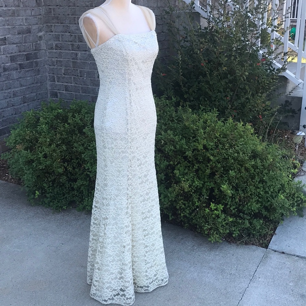 Size 7/8 Vintage Flori Design Ivory Dress - Picture 4 of 9